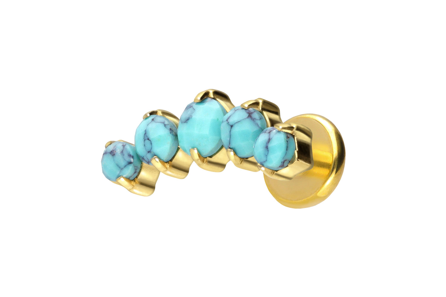 Titan Labret Piercing mit Push Fit 5 SYNTHETISCHE TÜRKISE